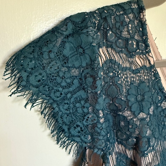 Anthropologie Maeve Teal Lace Sheath Dress Size Large - Picture 4 of 13